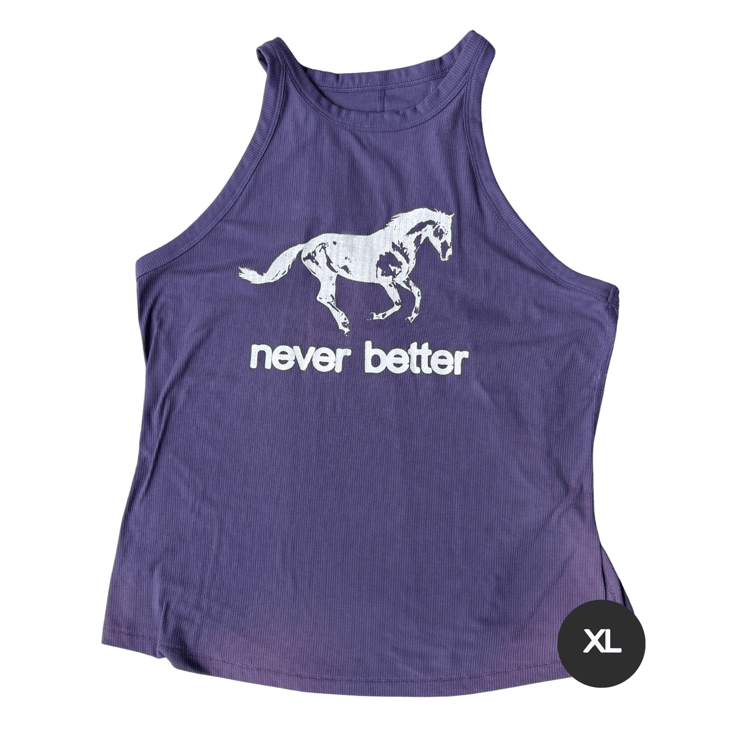 never better purple athletic tank top