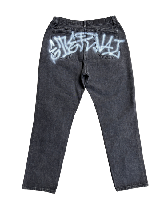 patchwork black jeans