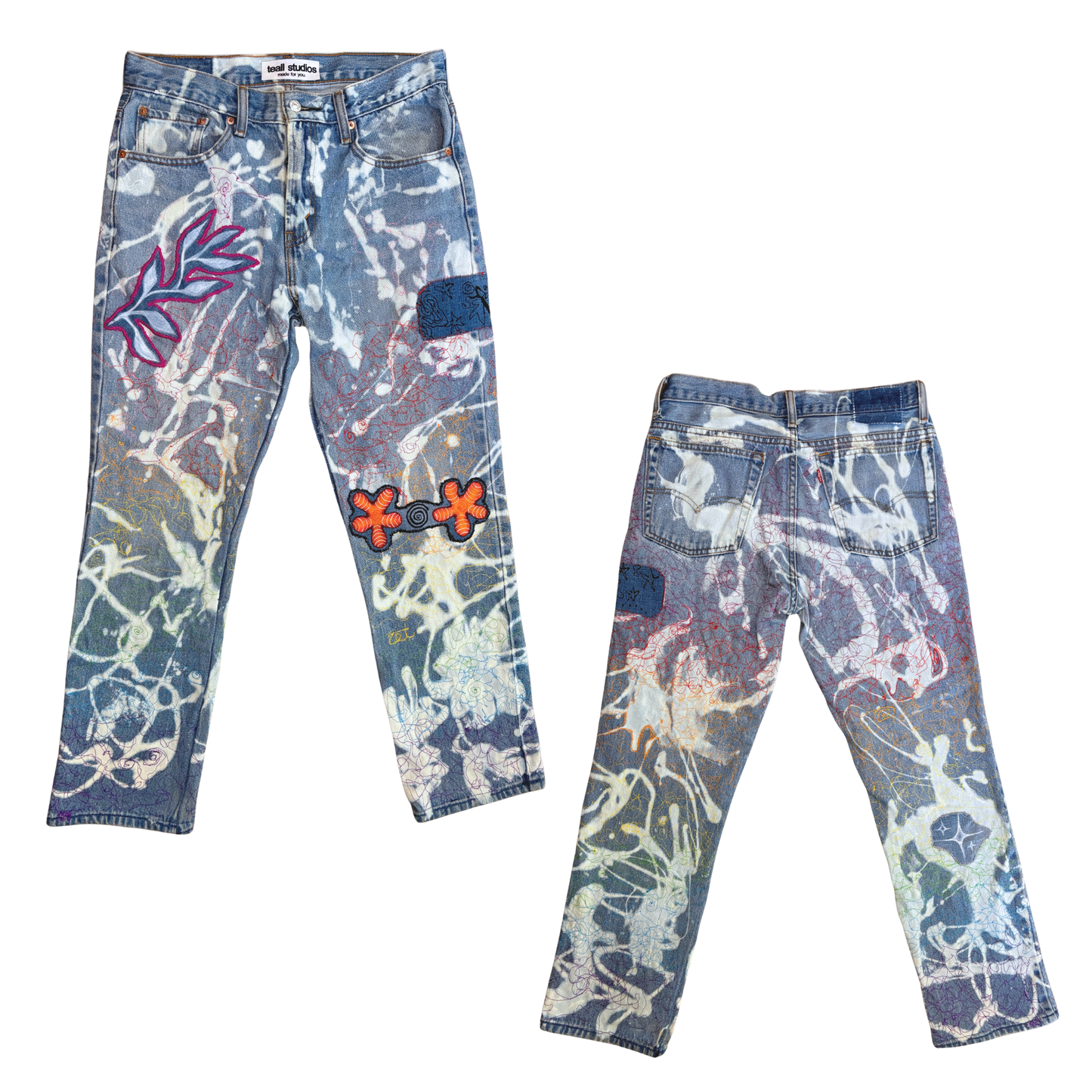 iridescent jeans