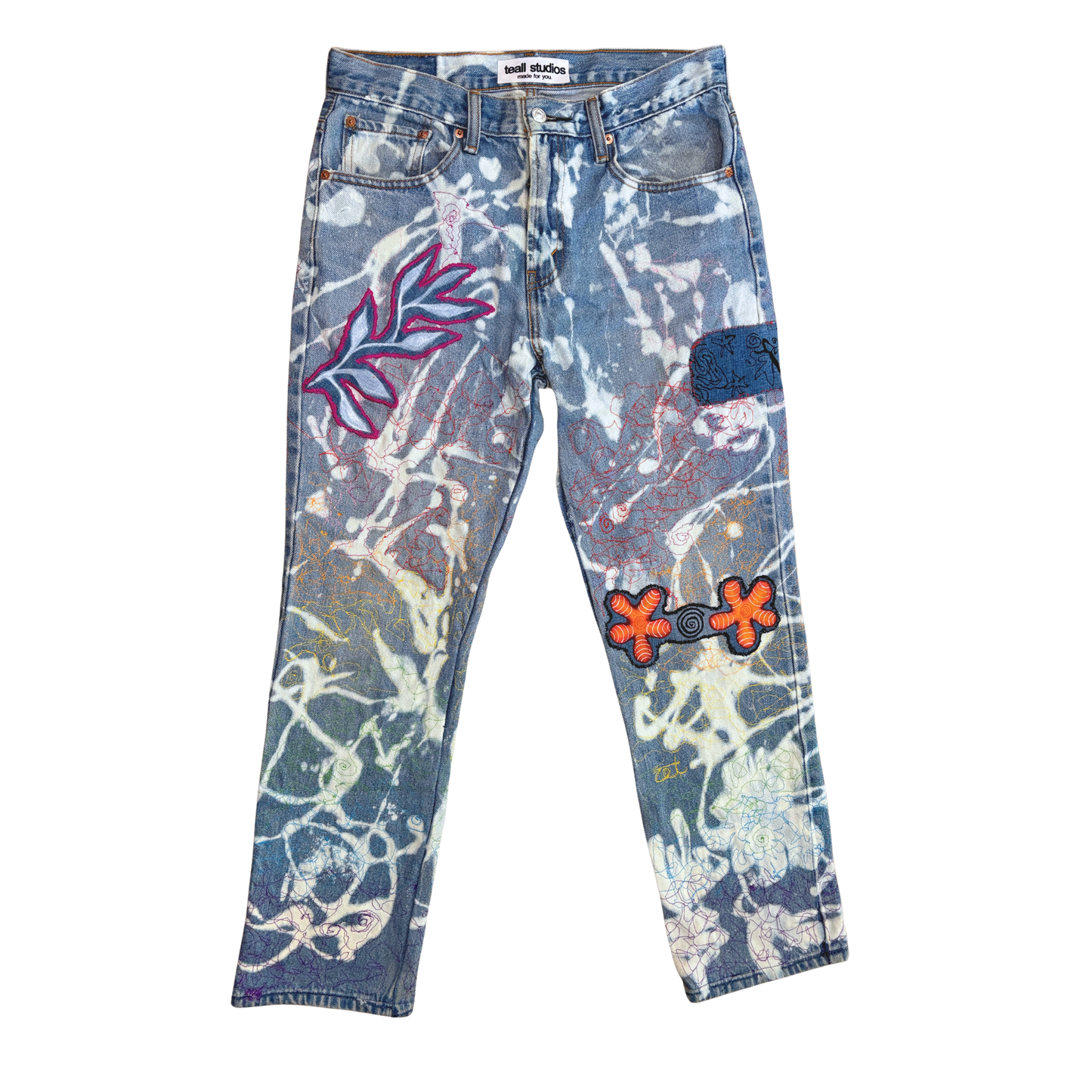 iridescent jeans