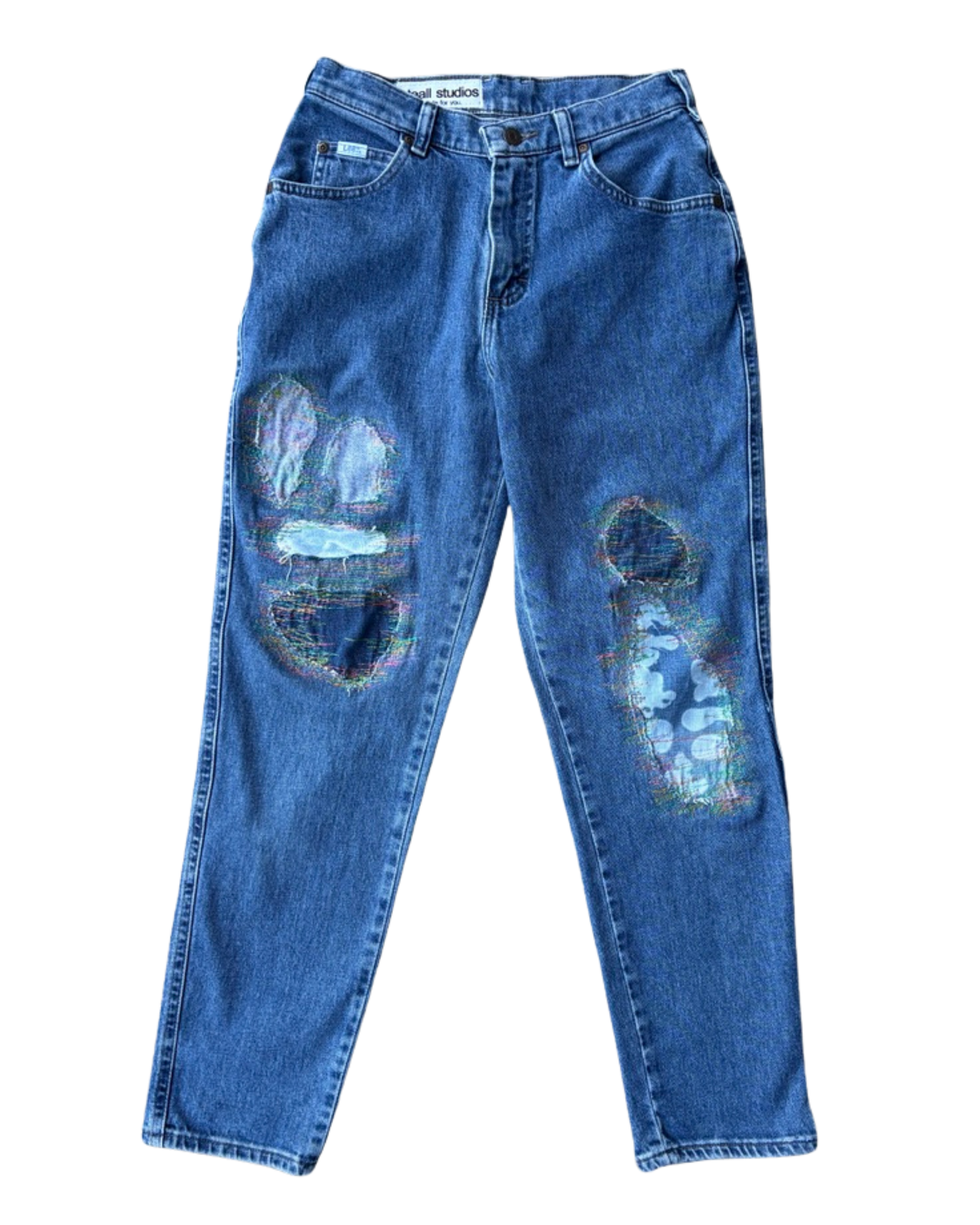patchwork blue jeans