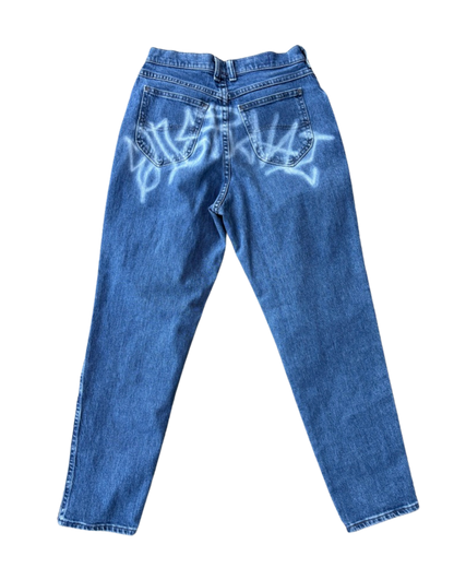patchwork blue jeans