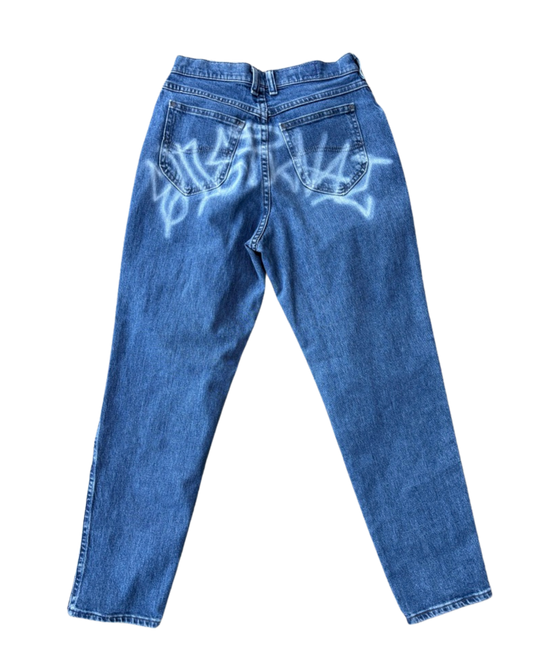 patchwork blue jeans