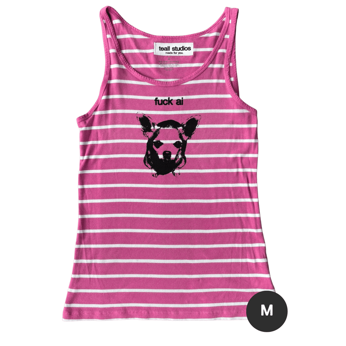 f**k ai striped pink tank top