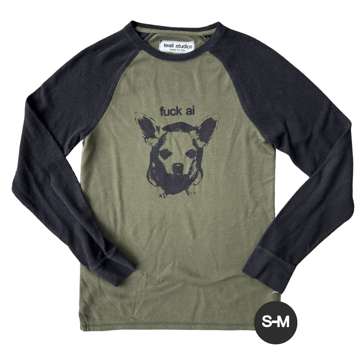 f**k ai waffle knit raglan