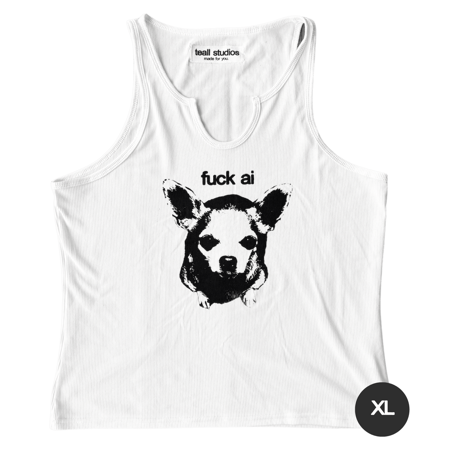 f**k ai white cropped tank top