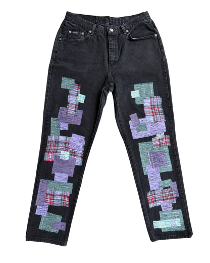 patchwork black jeans
