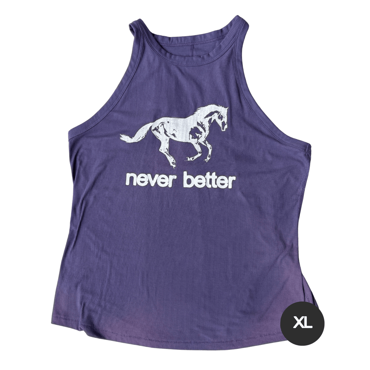 never better purple athletic tank top