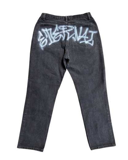 patchwork black jeans