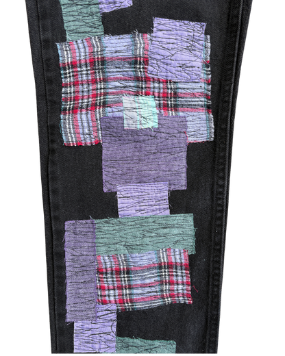 patchwork black jeans