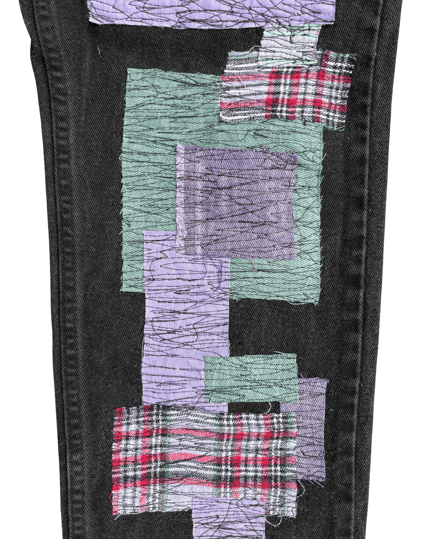 patchwork black jeans