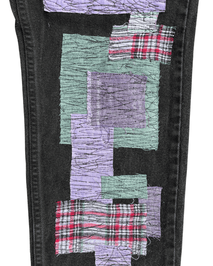 patchwork black jeans