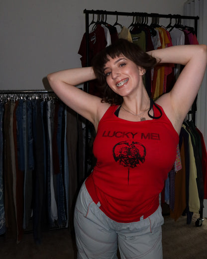 lucky me! red tank top